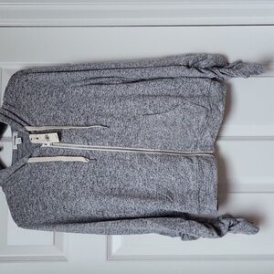 Garage Ruched Sleeve Soft Zippie in Lounge Grey Mix! Size Medium! NWT!